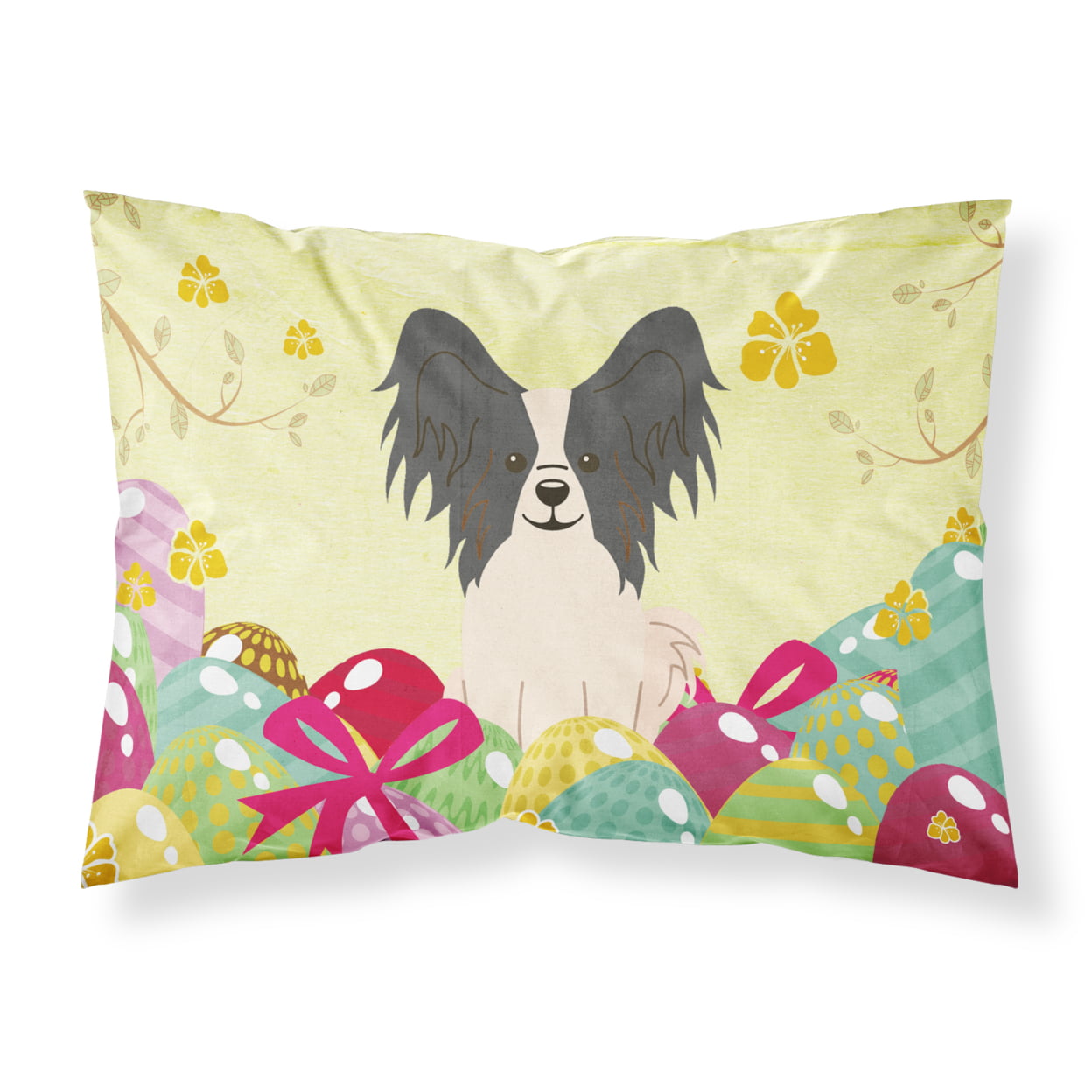 Easter Eggs Papillon Black & White Fabric Standard Pillowcase