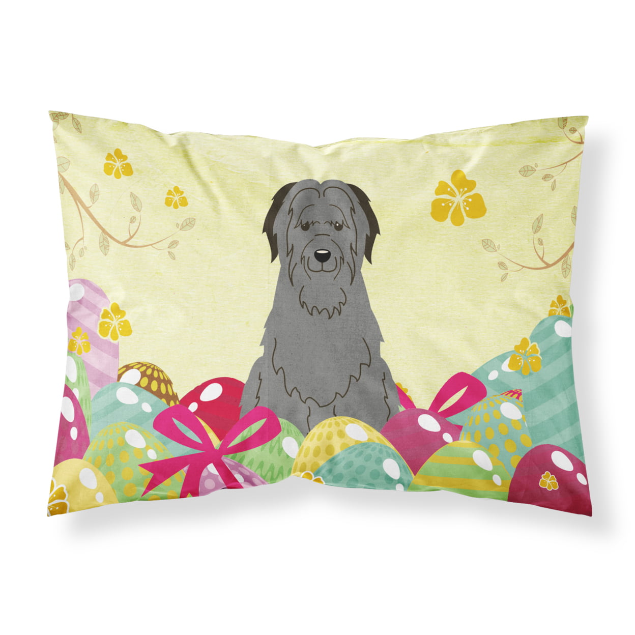 BB6081PILLOWCASE Easter Eggs Briard Black Fabric Standard Pillowcase
