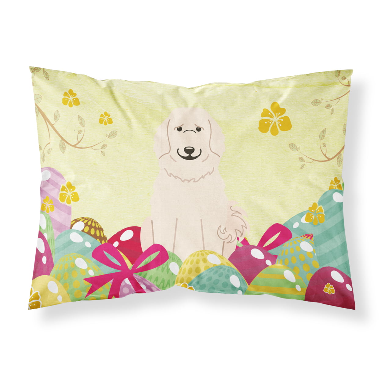 BB6083PILLOWCASE Easter Eggs Great Pyrenese Fabric Standard Pillowcase