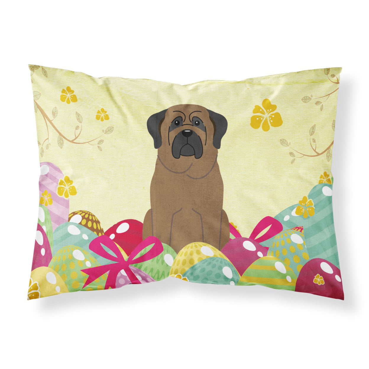BB6084PILLOWCASE Easter Eggs Bullmastiff Fabric Standard Pillowcase