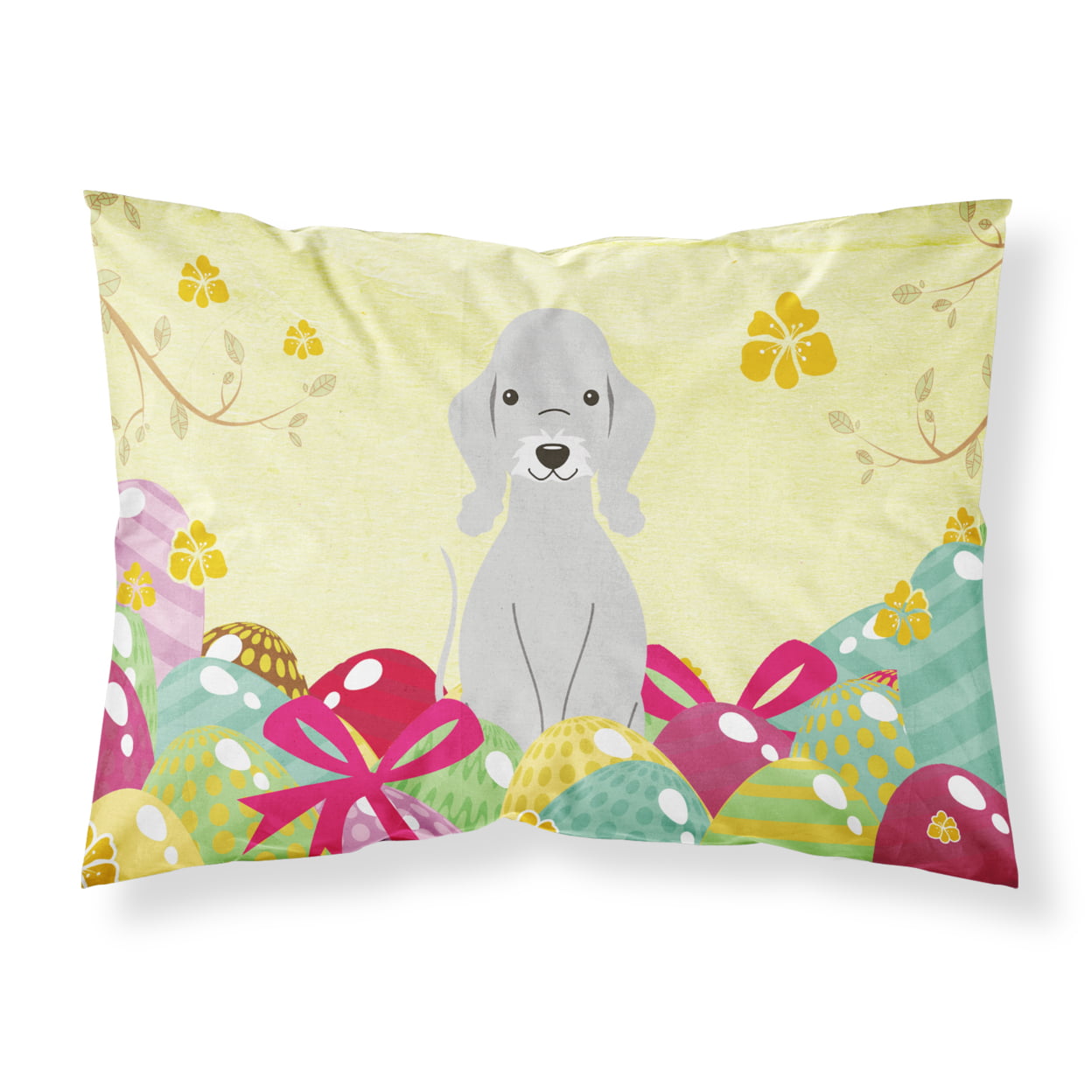 Easter Eggs Bedlington Terrier Blue Fabric Standard Pillowcase