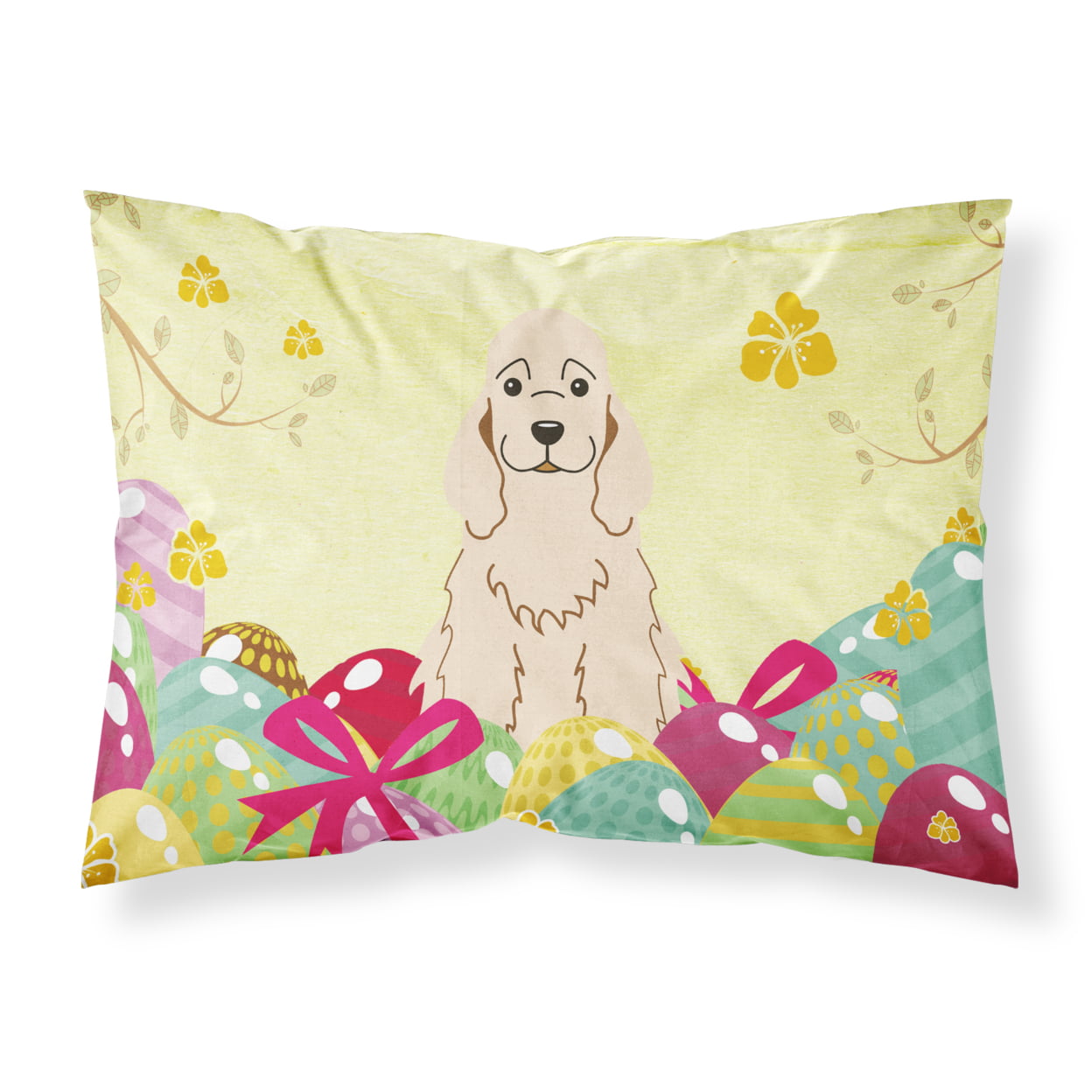 Easter Eggs Cocker Spaniel Buff Fabric Standard Pillowcase