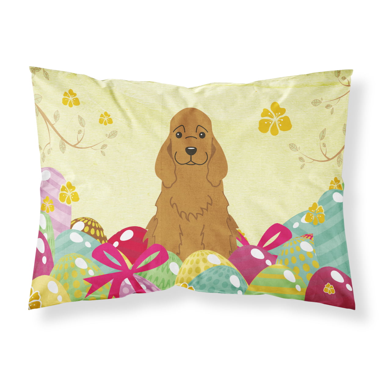 BB6095PILLOWCASE Easter Eggs Cocker Spaniel Red Fabric Standard Pillowcase