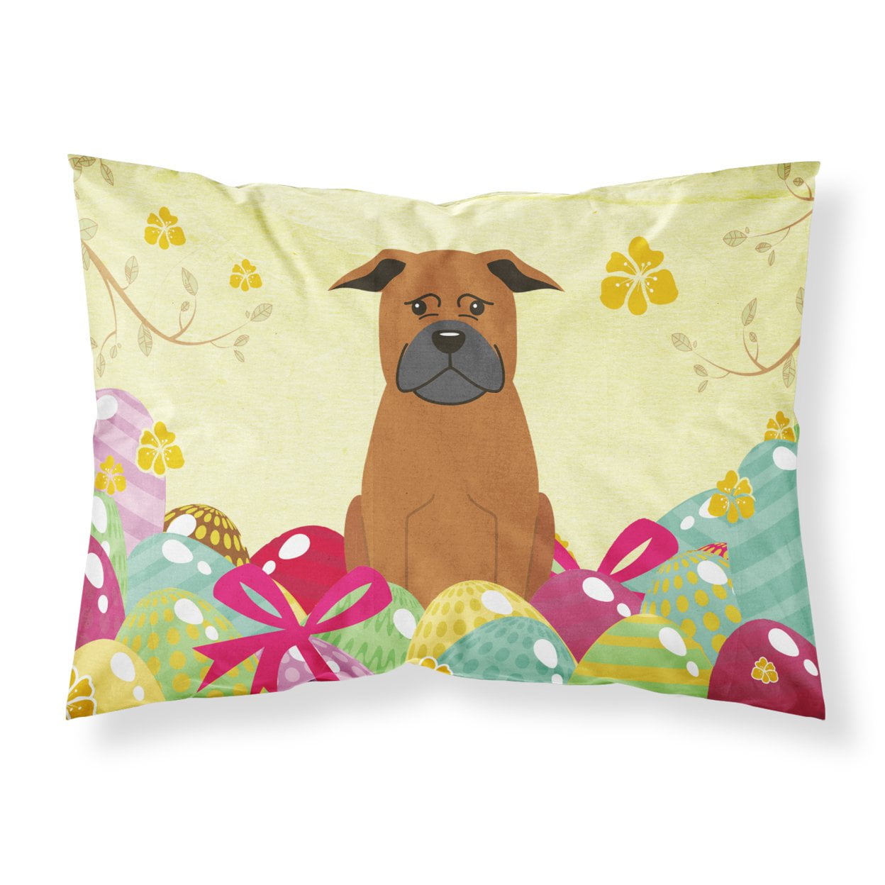 BB6111PILLOWCASE Easter Eggs Chinese Chongqing Dog Fabric Standard Pillowcase