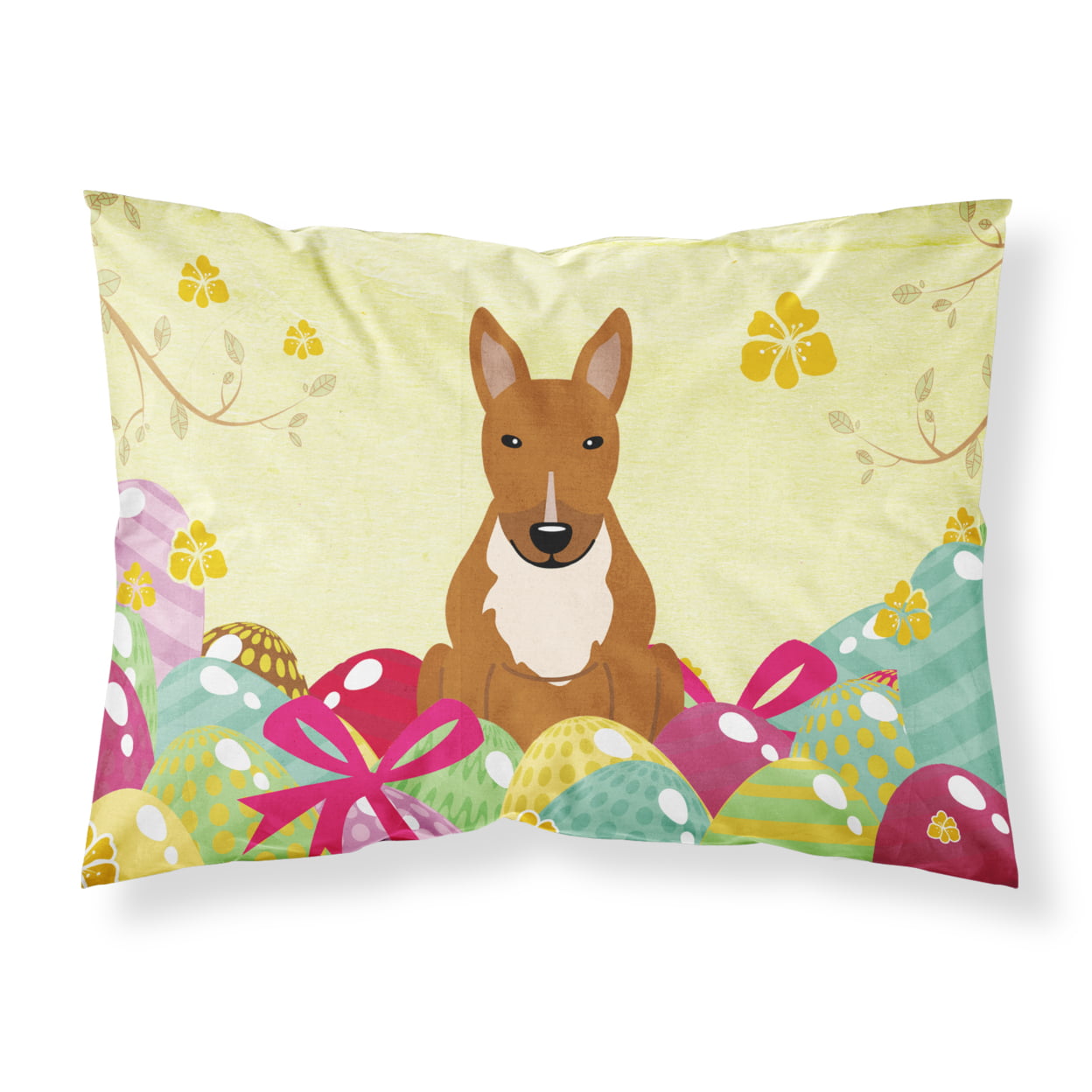 Easter Eggs Bull Terrier Red Fabric Standard Pillowcase