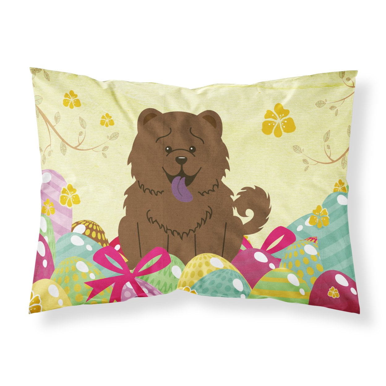 BB6141PILLOWCASE Easter Eggs Chow Chow Chocolate Fabric Standard Pillowcase