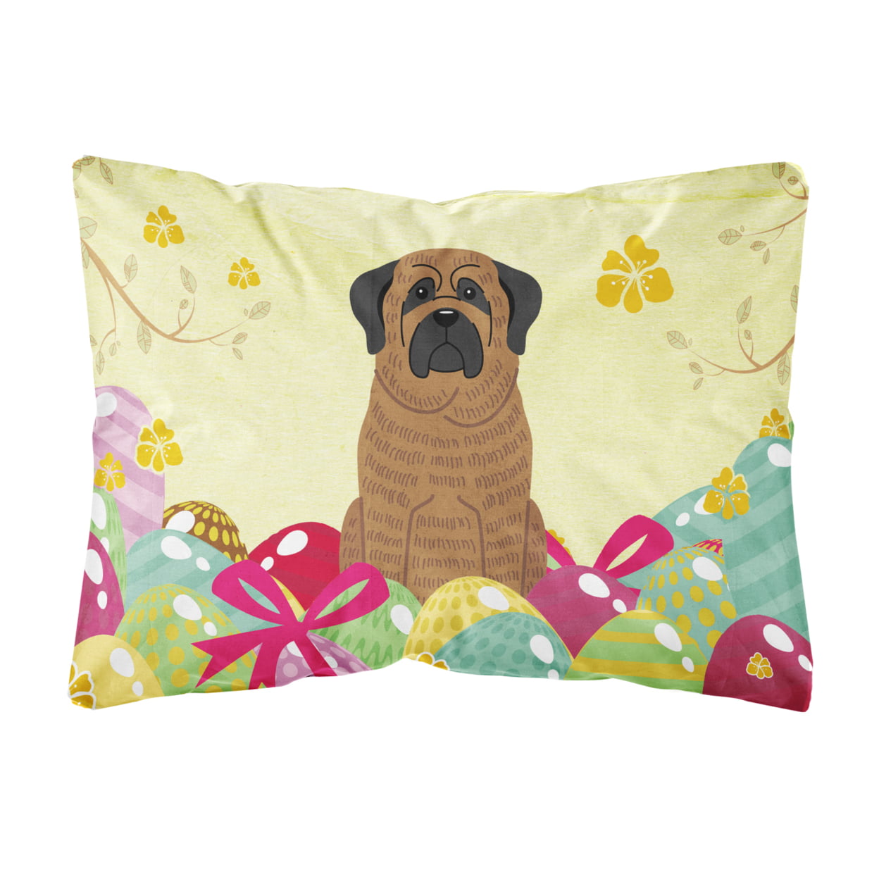 Easter Eggs Mastiff Brindle Canvas Fabric Decorative Pillow