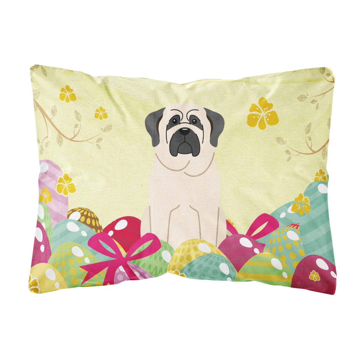 Easter Eggs Mastiff White Canvas Fabric Decorative Pillow
