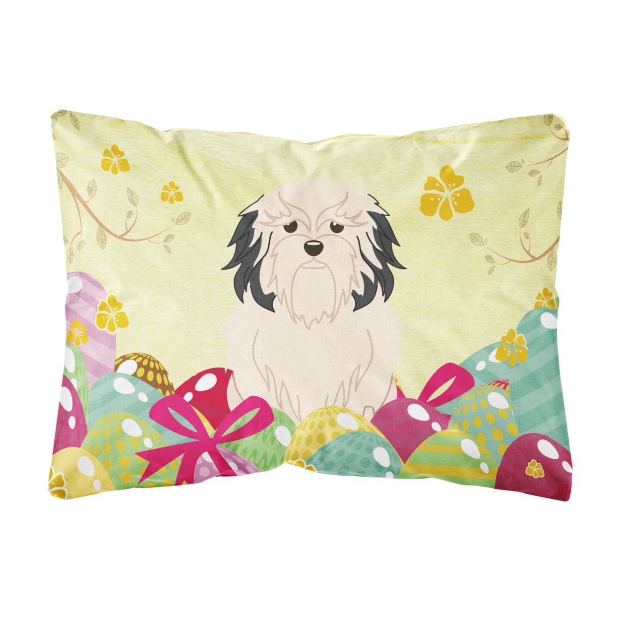 Easter Eggs Lowchen Canvas Fabric Decorative Pillow