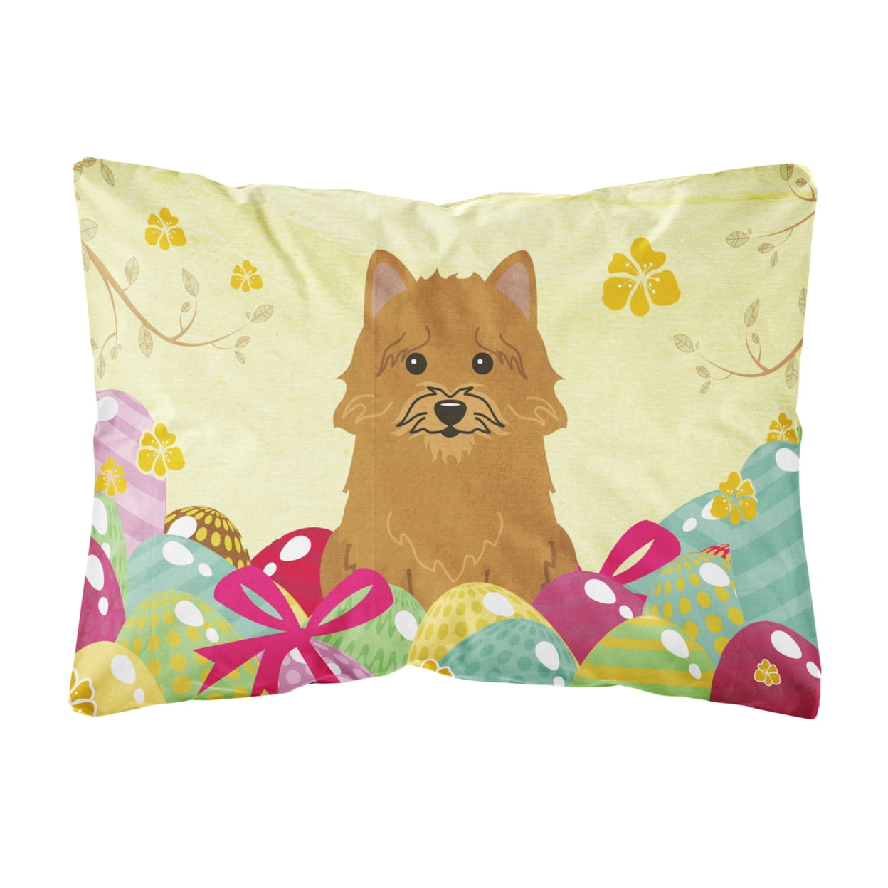 Easter Eggs Norwich Terrier Canvas Fabric Decorative Pillow