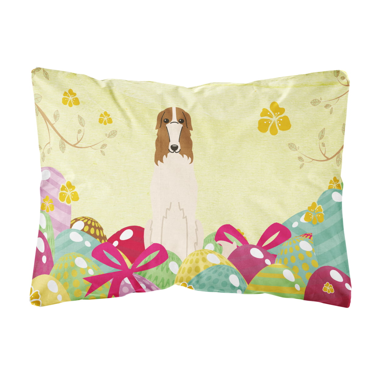 BB6023PW1216 Easter Eggs Borzoi Canvas Fabric Decorative Pillow