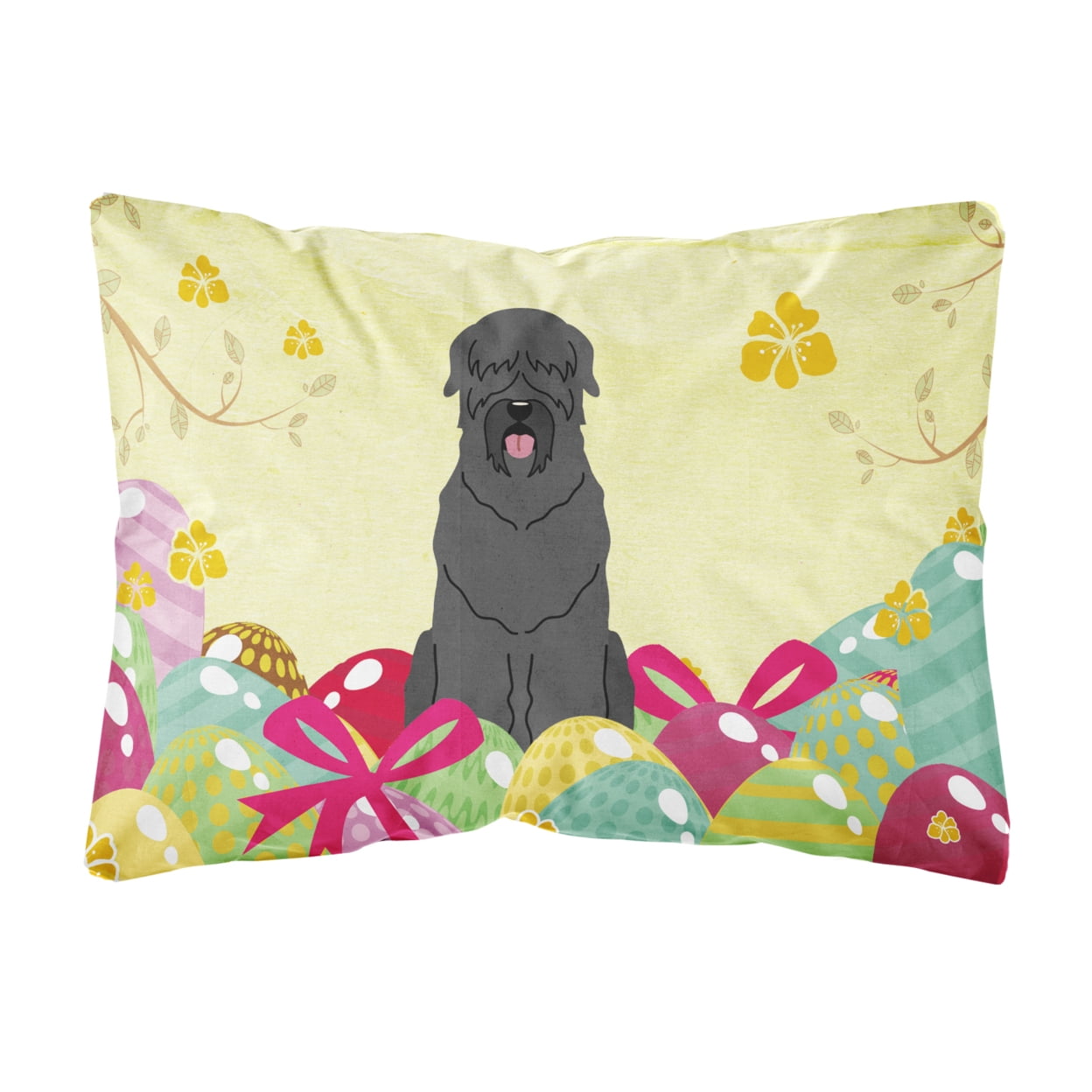 Easter Eggs Black Russian Terrier Canvas Fabric Decorative Pillow