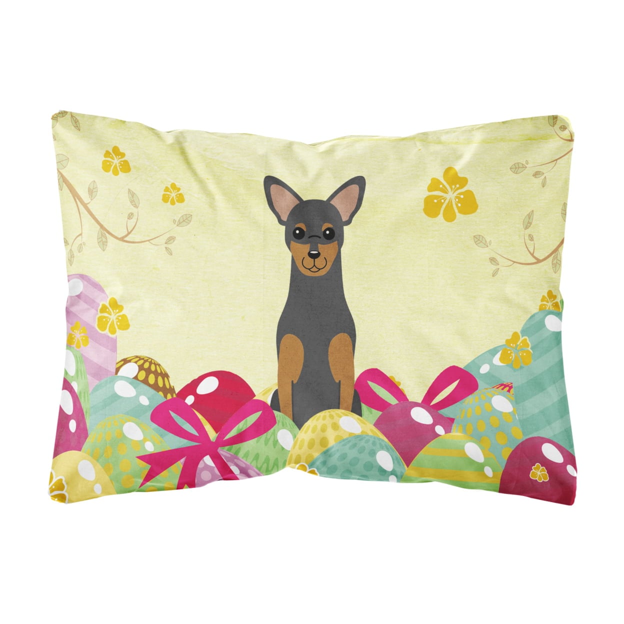 Easter Eggs Manchester Terrier Canvas Fabric Decorative Pillow