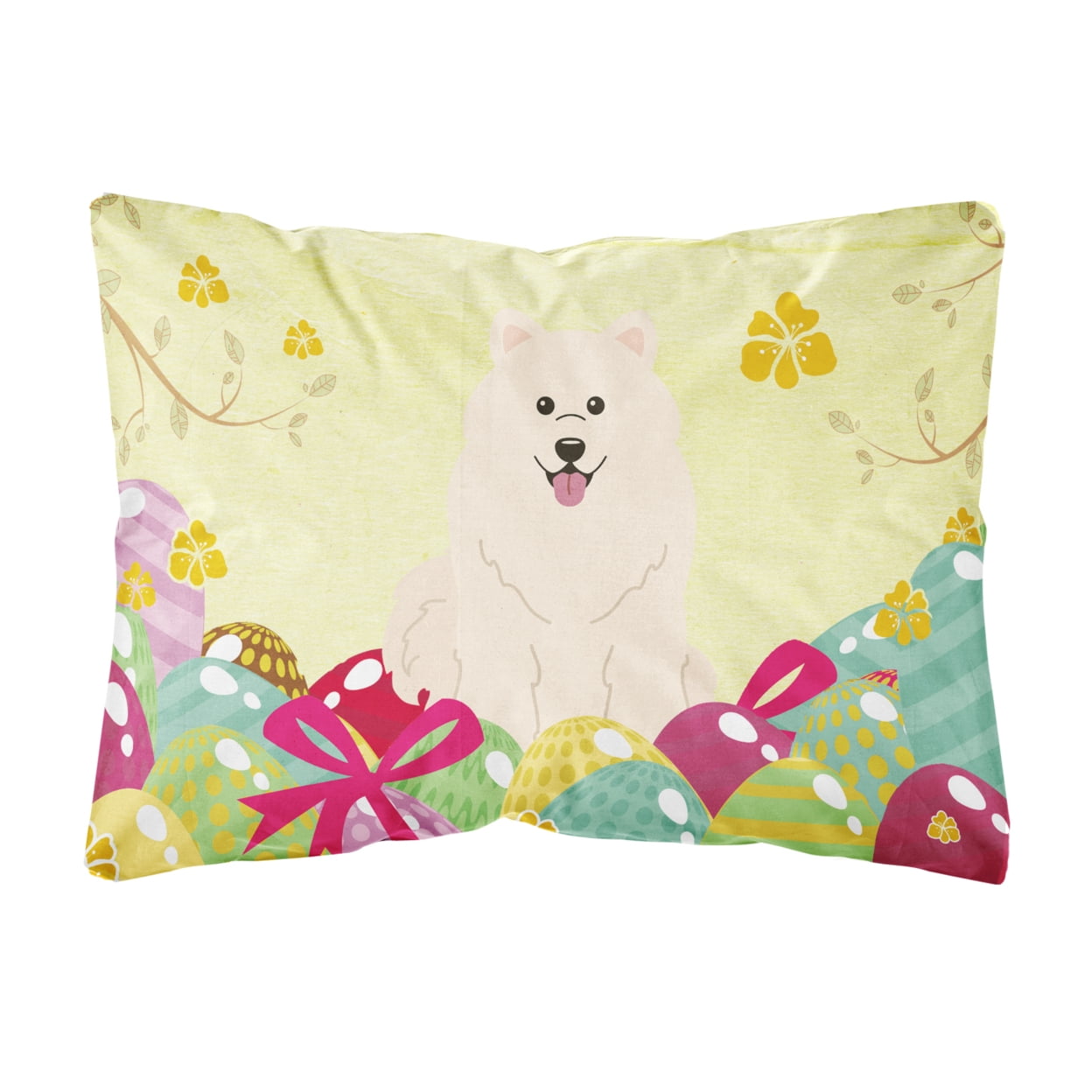 Easter Eggs Samoyed Canvas Fabric Decorative Pillow