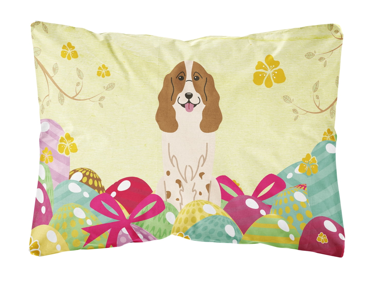 Easter Eggs Russian Spaniel Canvas Fabric Decorative Pillow