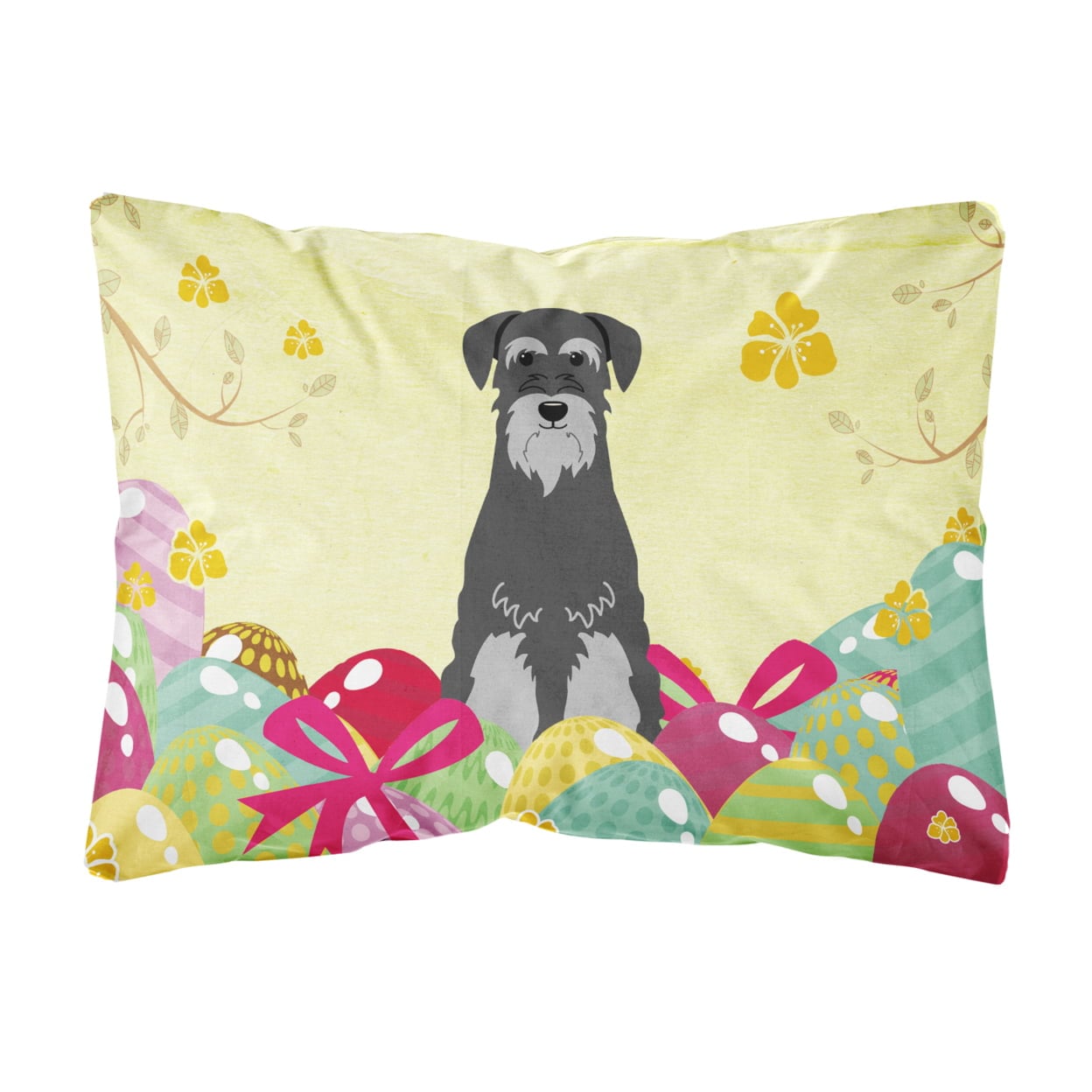 BB6034PW1216 Easter Eggs Standard Schnauzer Black Grey Canvas Fabric Decorative Pillow