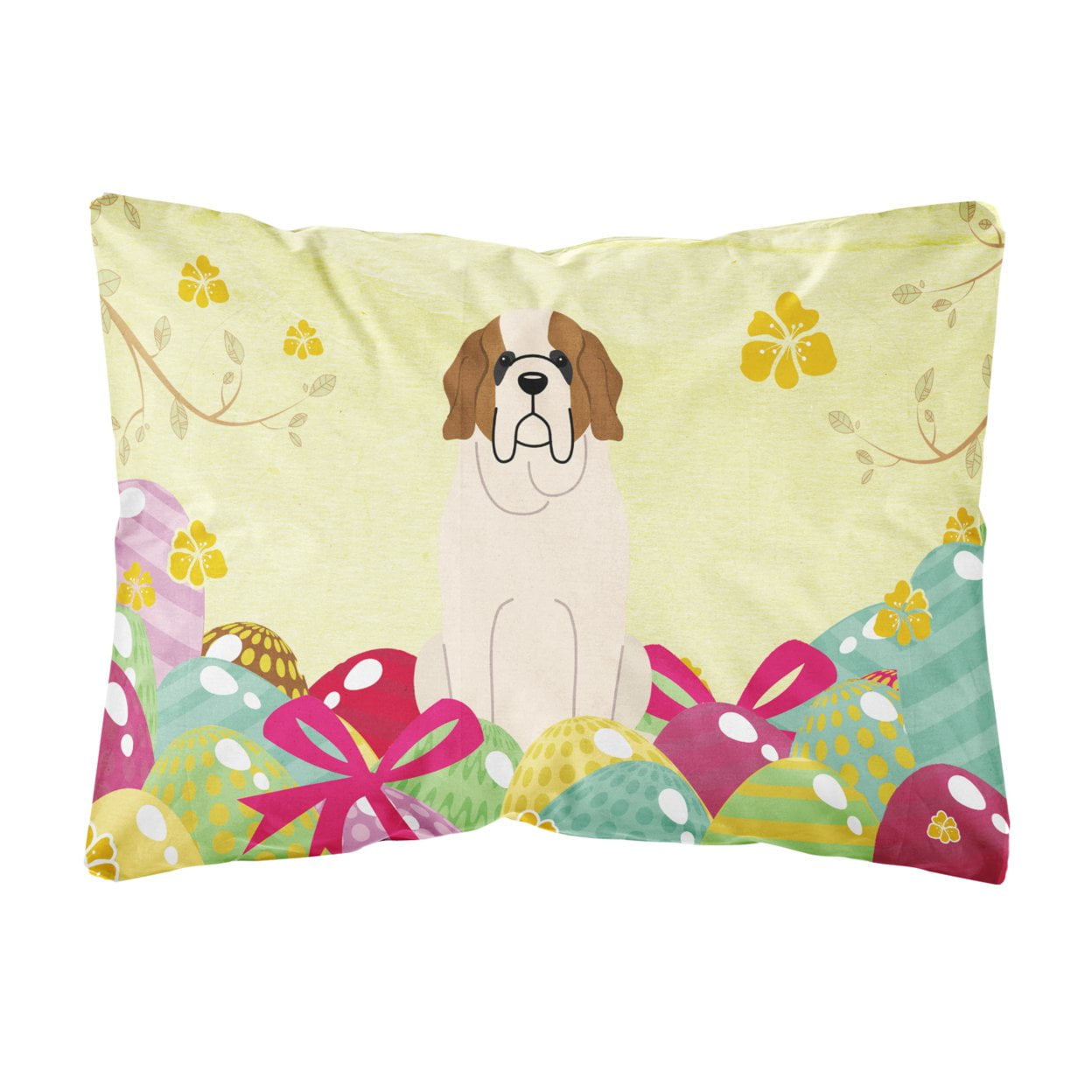 Easter Eggs Saint Bernard Canvas Fabric Decorative Pillow