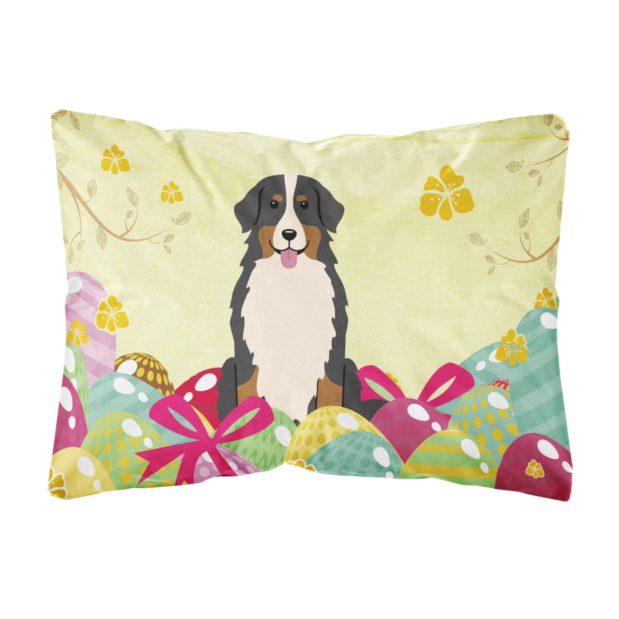 Easter Eggs Bernese Mountain Dog Canvas Fabric Decorative Pillow