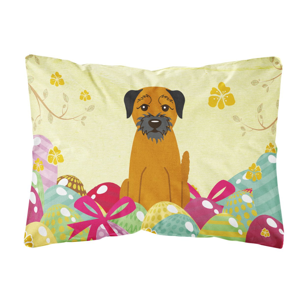 Easter Eggs Border Terrier Canvas Fabric Decorative Pillow
