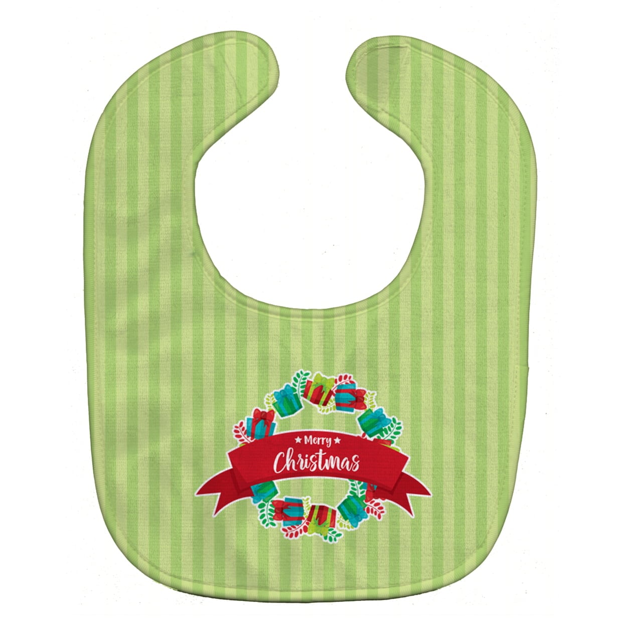 Christmas Wreath Presents Green Baby Bib