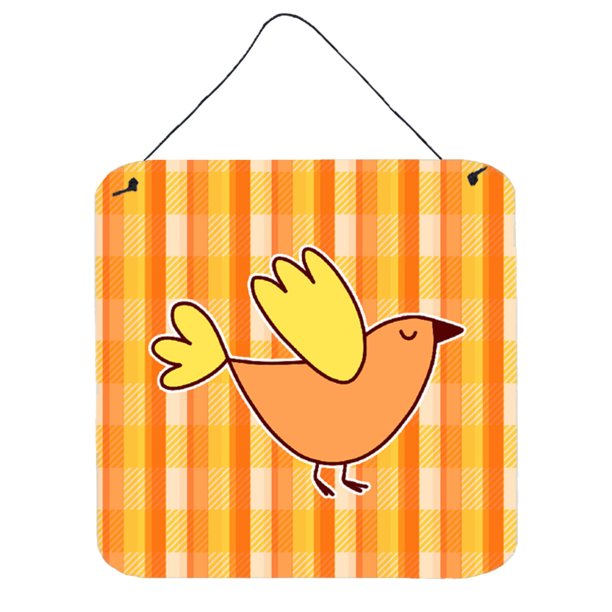 Picture of Carolines Treasures BB6832DS66 Bird on Orange Plaid Wall or Door Hanging Prints