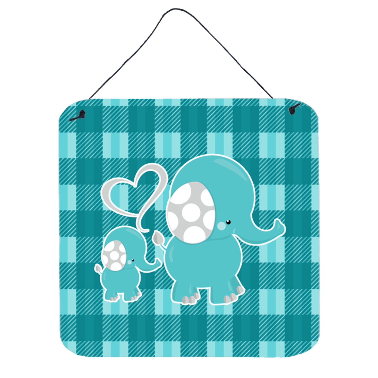 Plaid Momma & Baby Elephant Wall or Door Hanging Prints