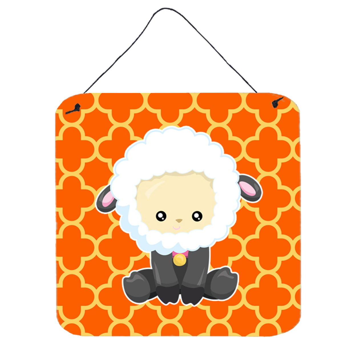 Sheep on Orange Quatrafoil Wall or Door Hanging Prints