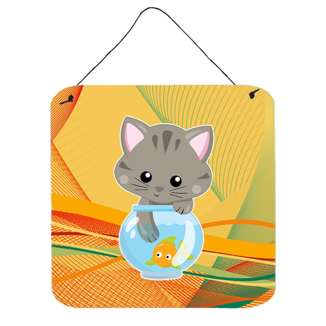 Picture of Carolines Treasures BB6879DS66 Kitten in the Fish Bowl Wall or Door Hanging Prints