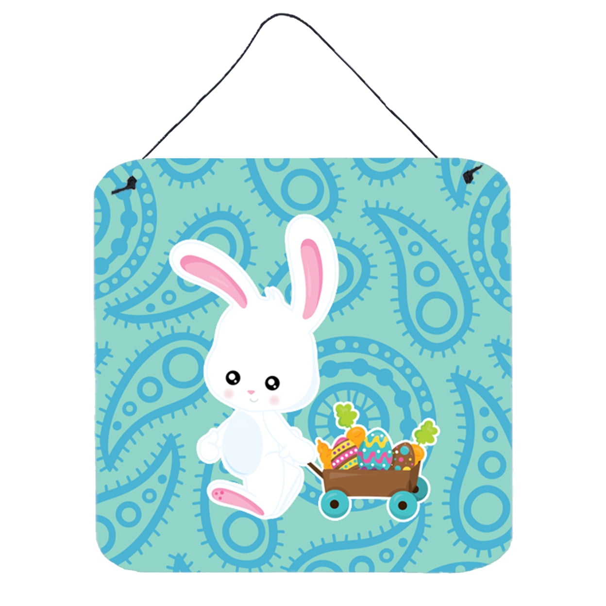 BB6898DS66 Easter Rabbit Paisley Blue Wall or Door Hanging Prints