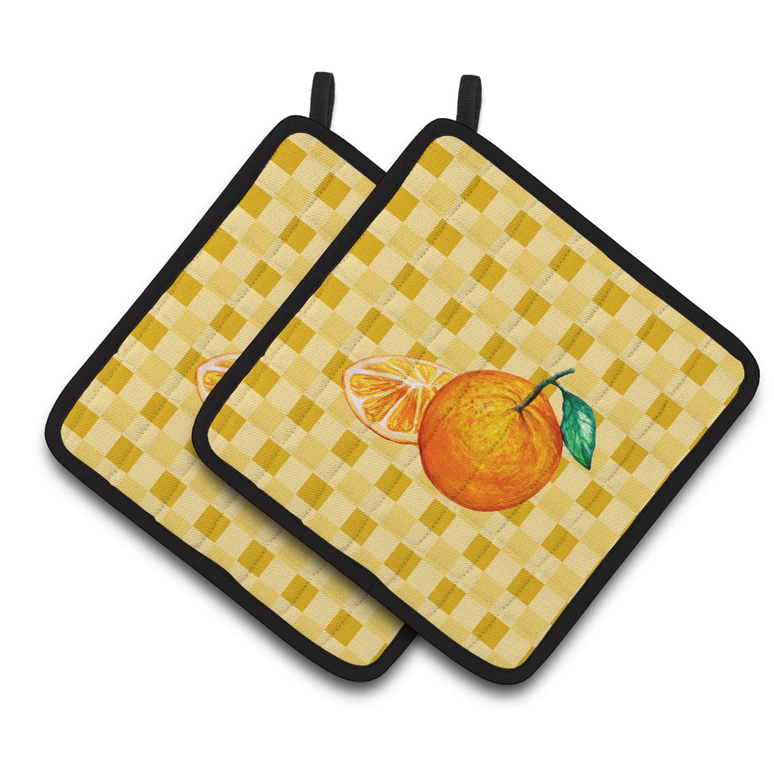 Oranges & Slice on Basketweave Pair of Pot Holders