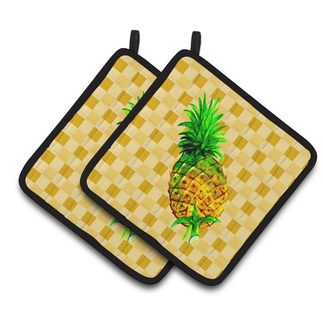 BB7245PTHD Whole Pineapple on Basketweave Pair of Pot Holders