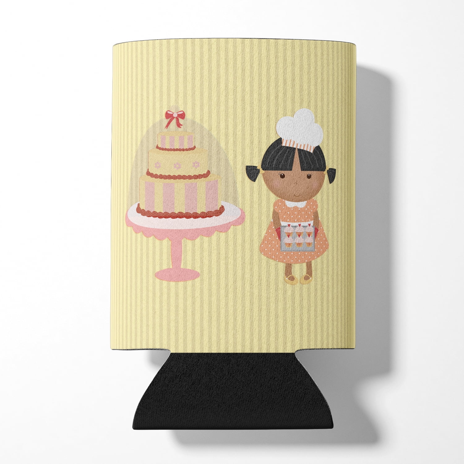 Cake Baker African American Yellow Can or Bottle Hugger