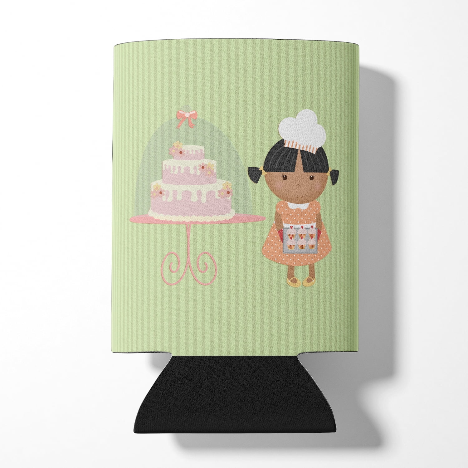 Cake Baker African American Green Can or Bottle Hugger