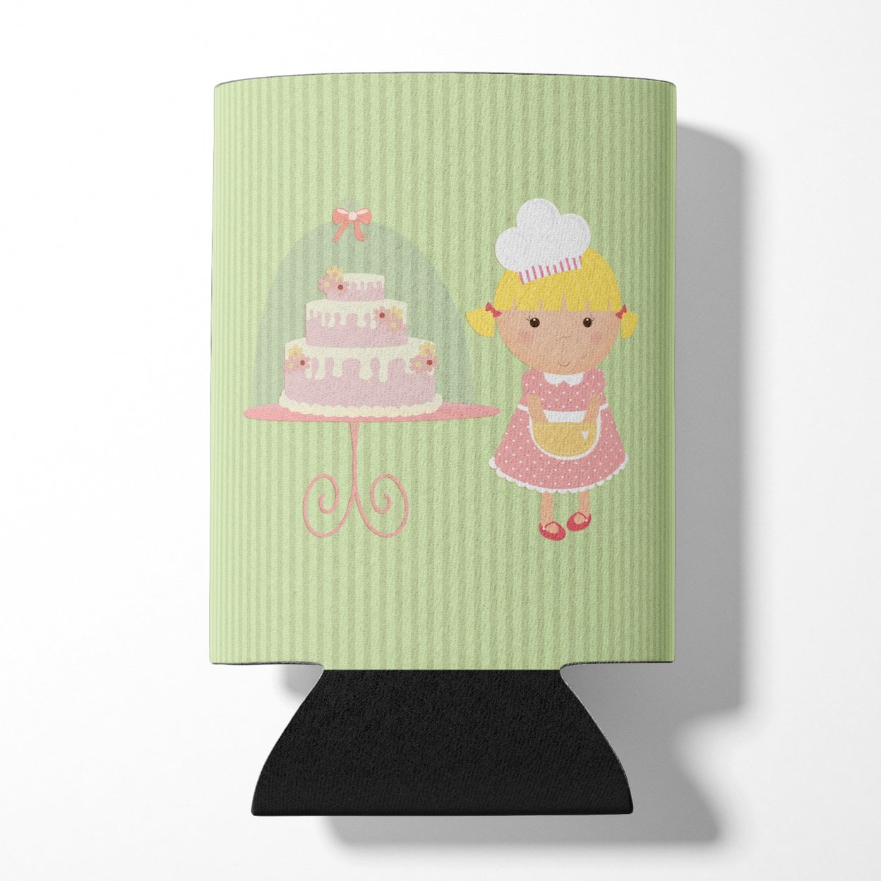 Cake Baker Blonde Green Can or Bottle Hugger