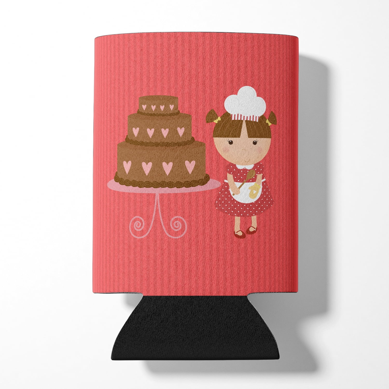Valentines Cake Baker Brunette Can or Bottle Hugger