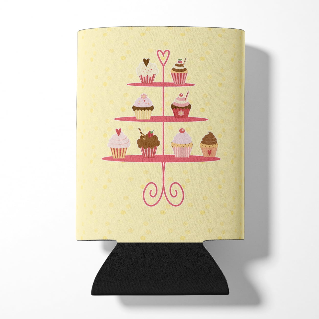 3 Tier Cupcakes on Yellow Can or Bottle Hugger