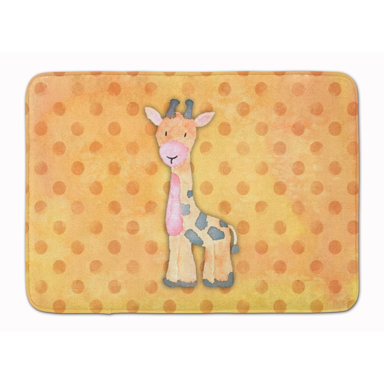 BB7373RUG Polkadot Griaffe Watercolor Machine Washable Memory Foam Mat