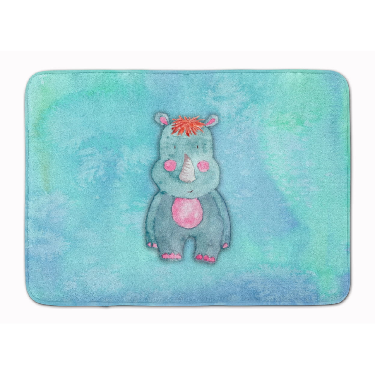 BB7381RUG Rhinoceros Watercolor Machine Washable Memory Foam Mat