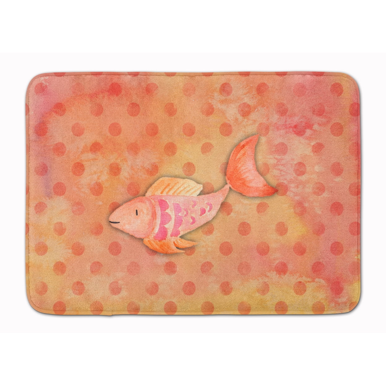 BB7387RUG Orange Fish Watercolor Machine Washable Memory Foam Mat