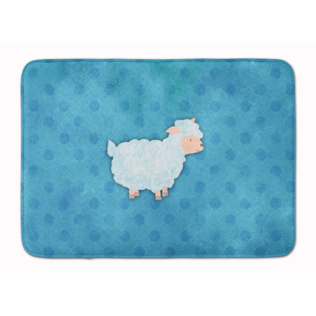 Polkadot Sheep Lamb Watercolor Machine Washable Memory Foam Mat