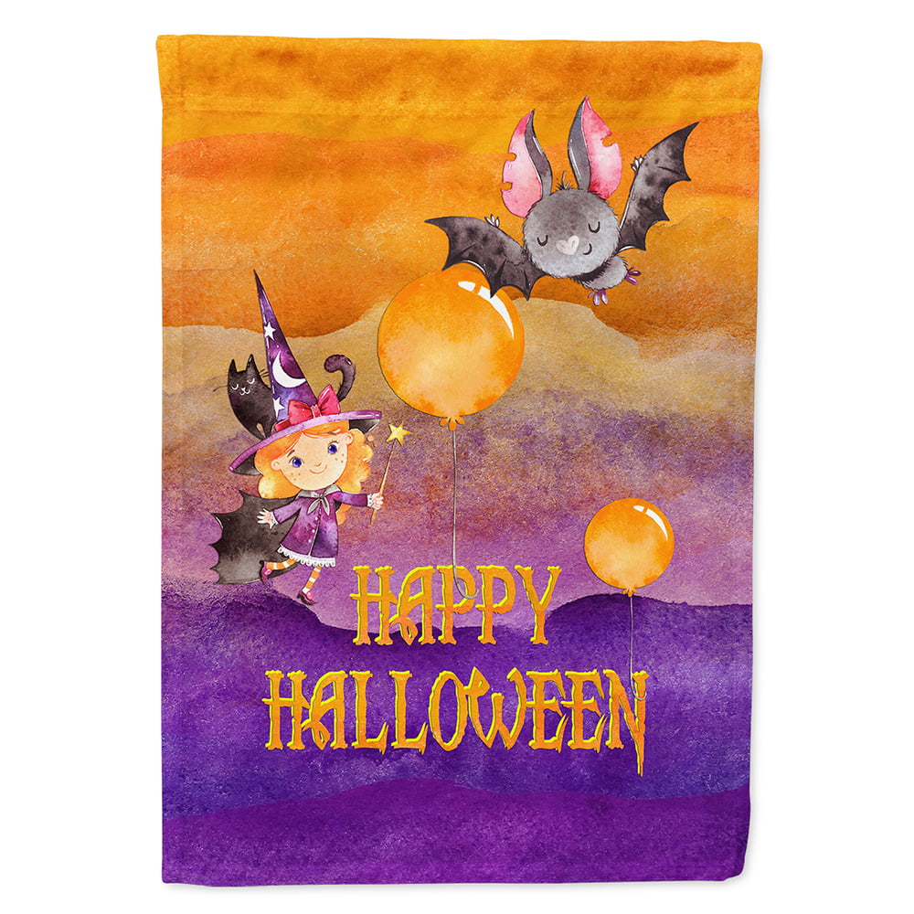 Halloween Little Witch & Bat Flag Canvas House Size