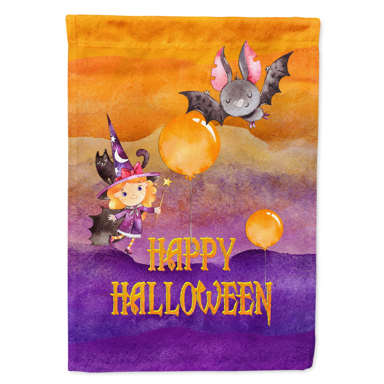 Halloween Little Witch & Bat Garden Size Flag