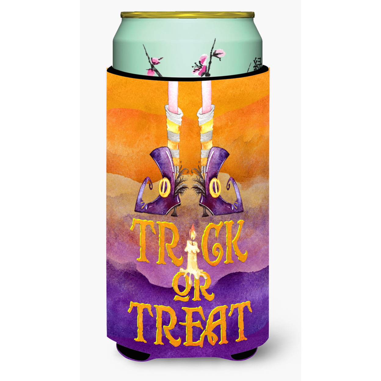 Halloween Trick Witches Feet Tall Boy Beverage Insulator Hugger