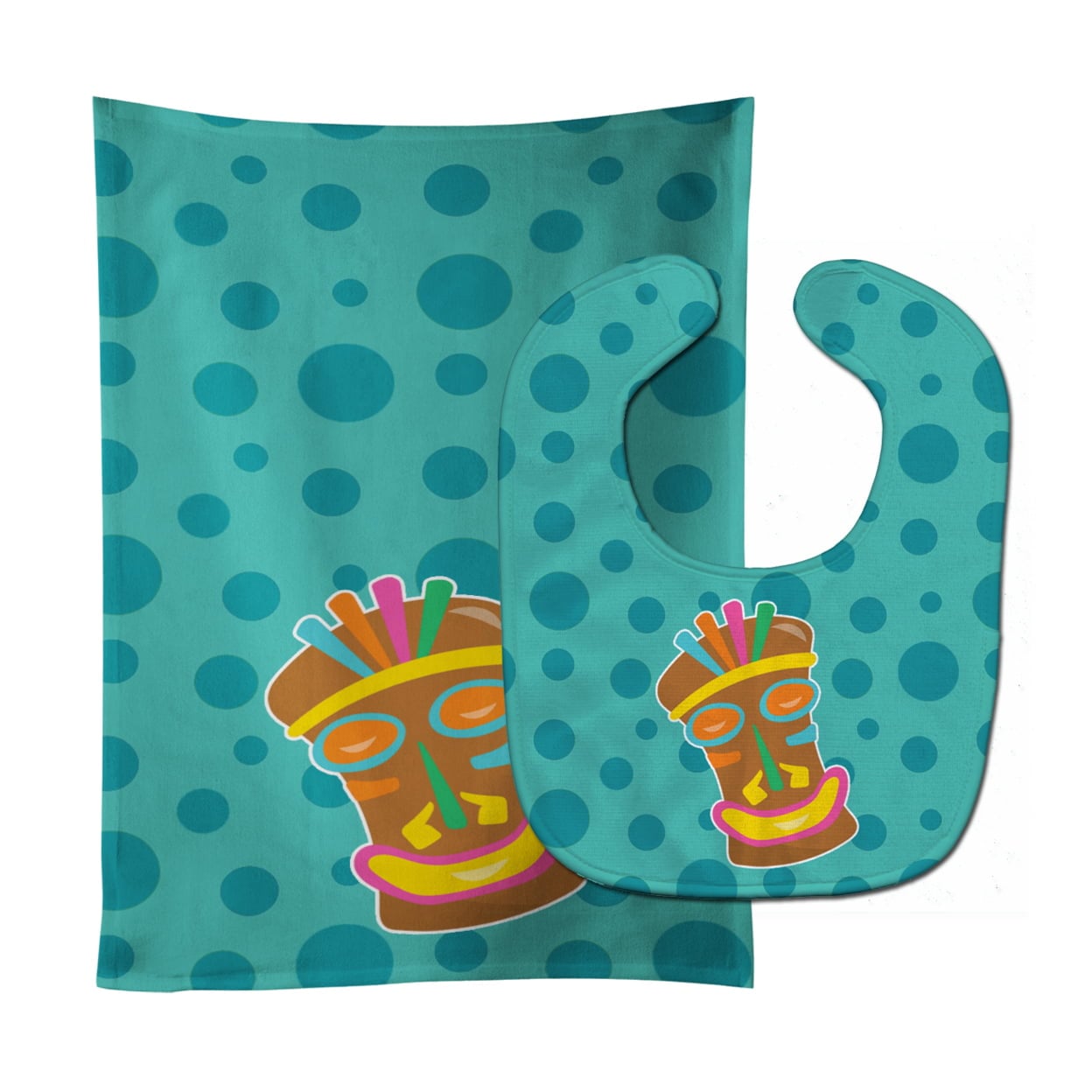 Tiki Face Baby Bib & Burp Cloth