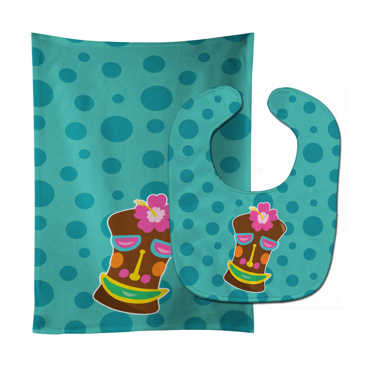 Tiki Face Girl Baby Bib & Burp Cloth