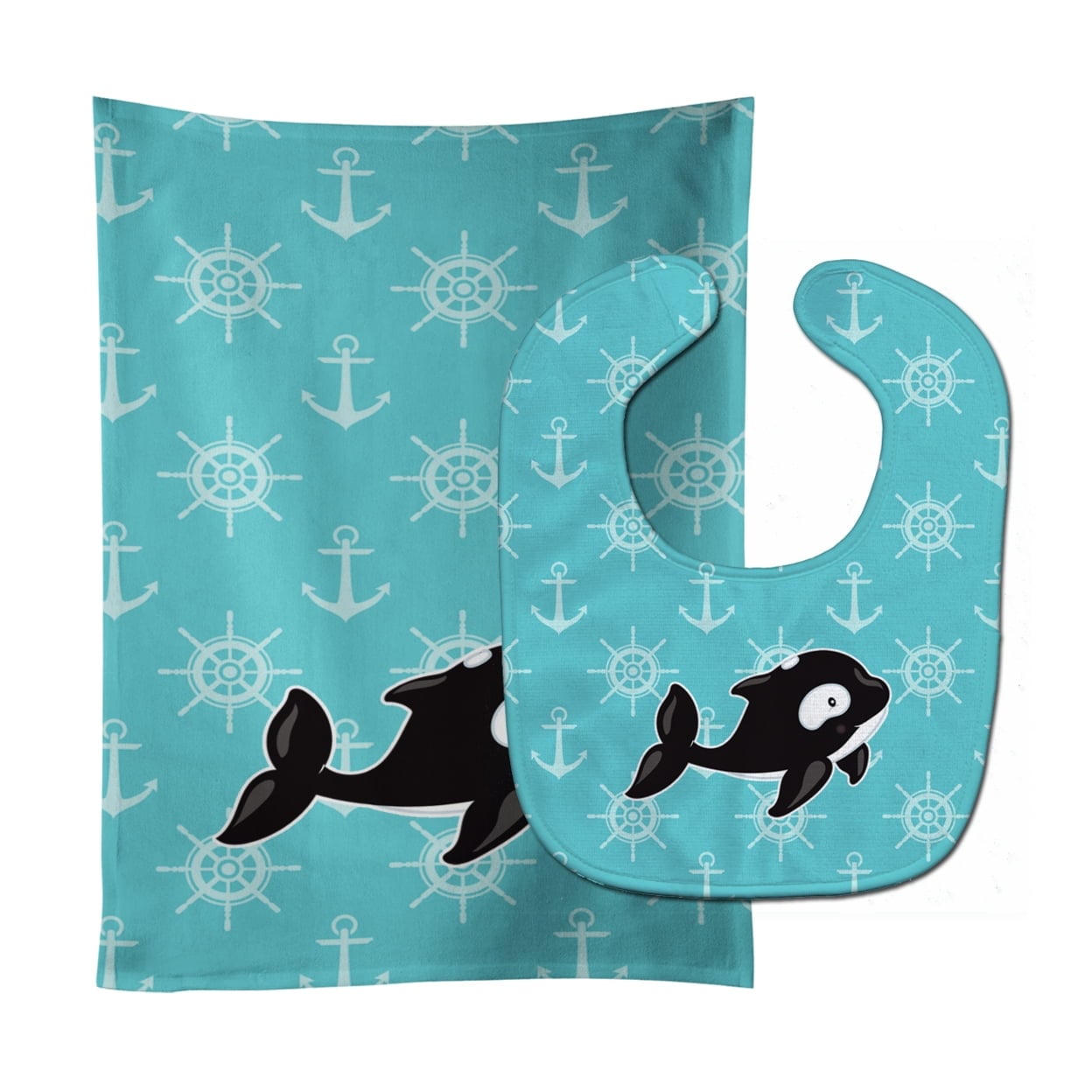 Whale & Anchors Baby Bib & Burp Cloth