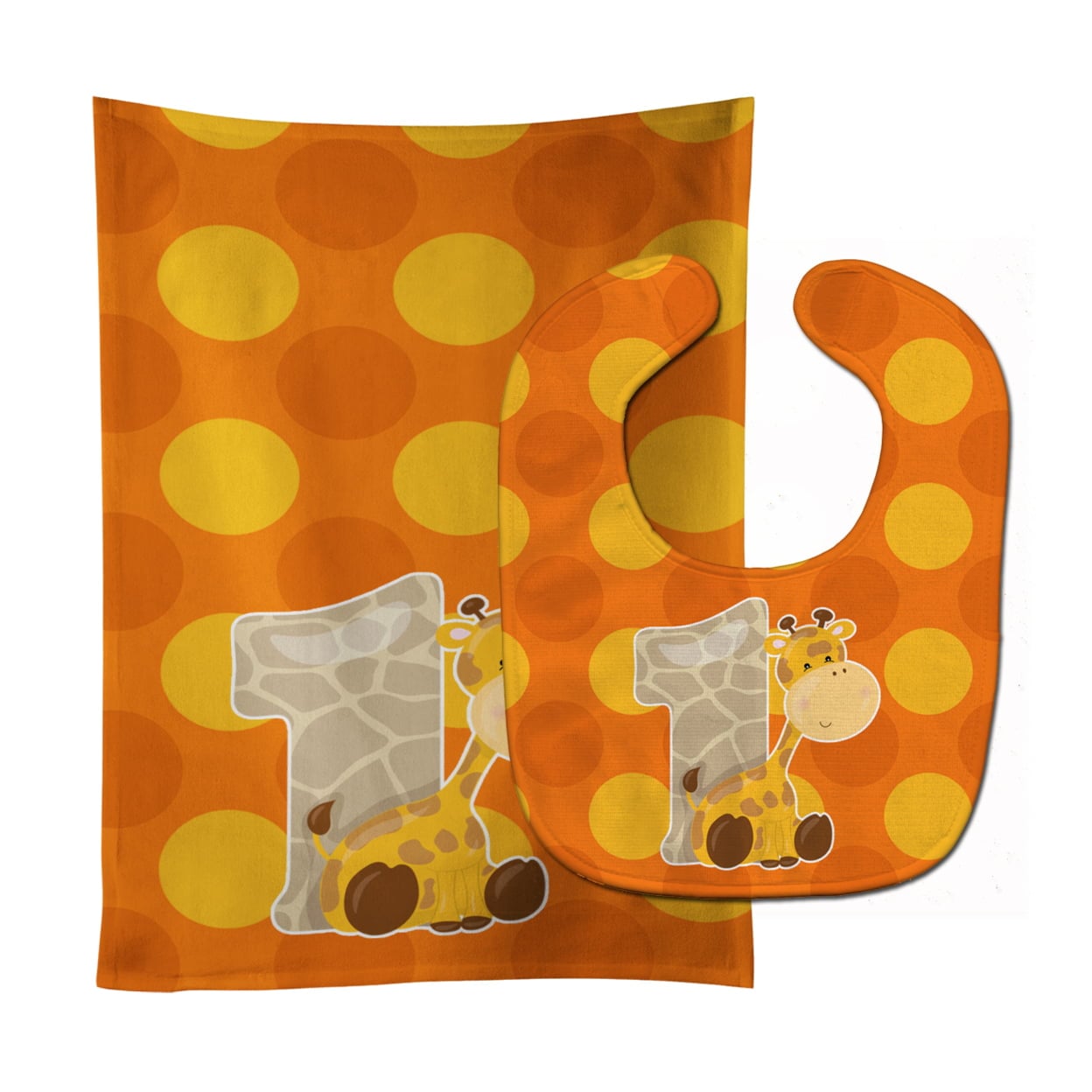 Zoo Month 1 Giraffe Baby Bib & Burp Cloth