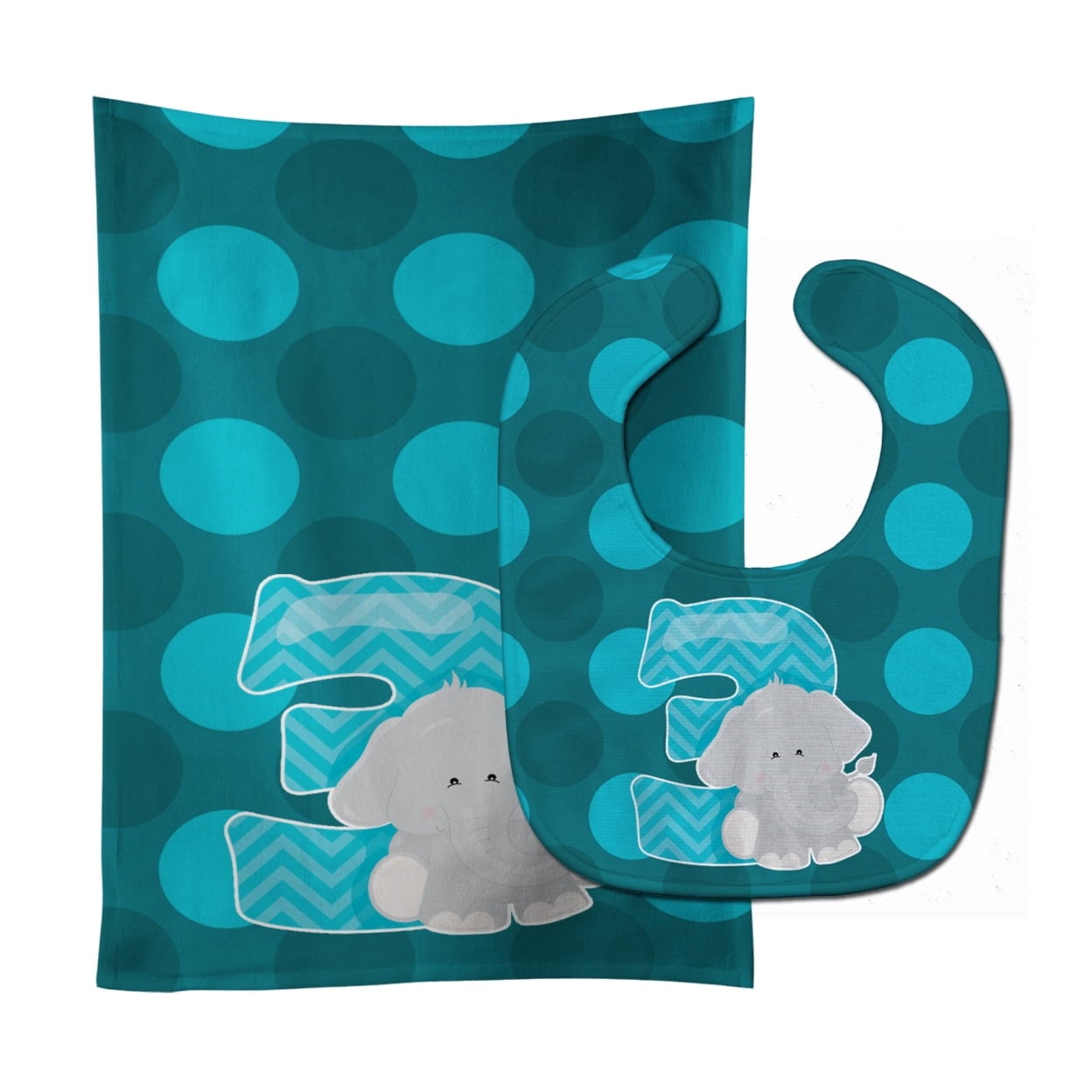 Zoo Month 3 Elephant Baby Bib & Burp Cloth