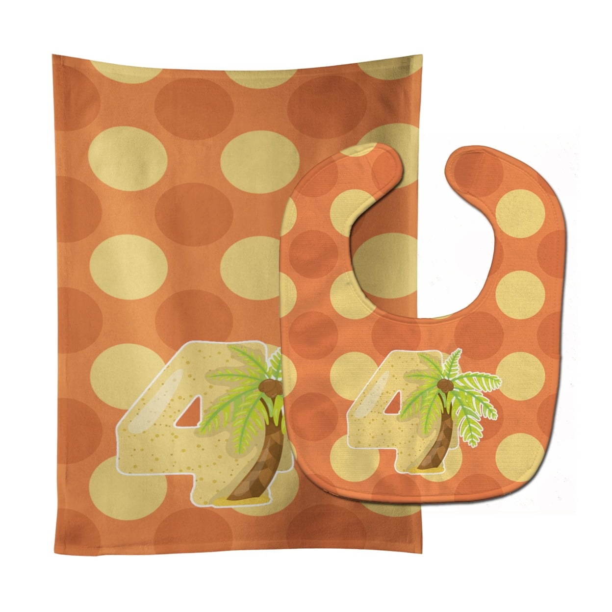 Zoo Month 4 Palm Tree Baby Bib & Burp Cloth