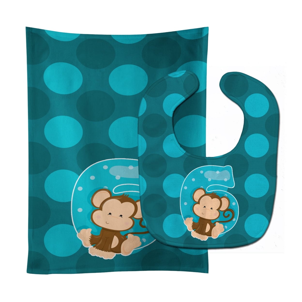 Zoo Month 6 Monkey Baby Bib & Burp Cloth
